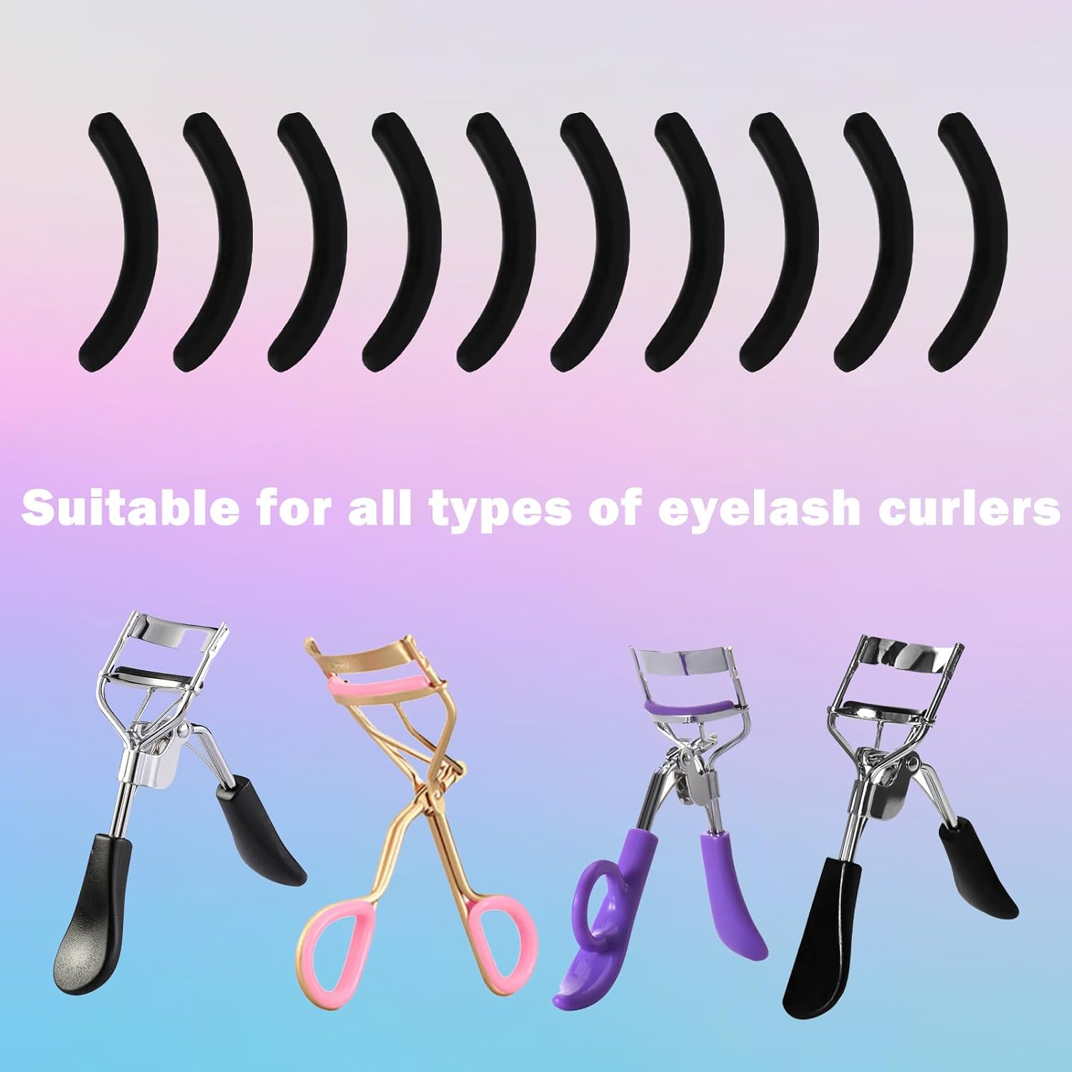 30PCS Silicone Eyelash Curler Refill Pads, Universal Fit Rubber Replacement Pads for Eye Lash Curler with Clear Storage Box, Black