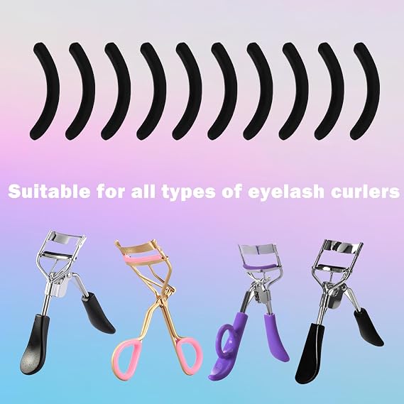 30 Pcs Silicone Eyelash Curler Refill Pads with Storage Box, Black