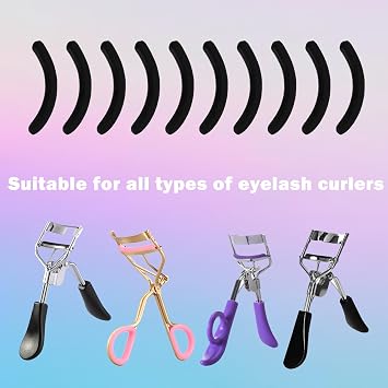 30 Pcs Silicone Eyelash Curler Refill Pads with Storage Box, Black