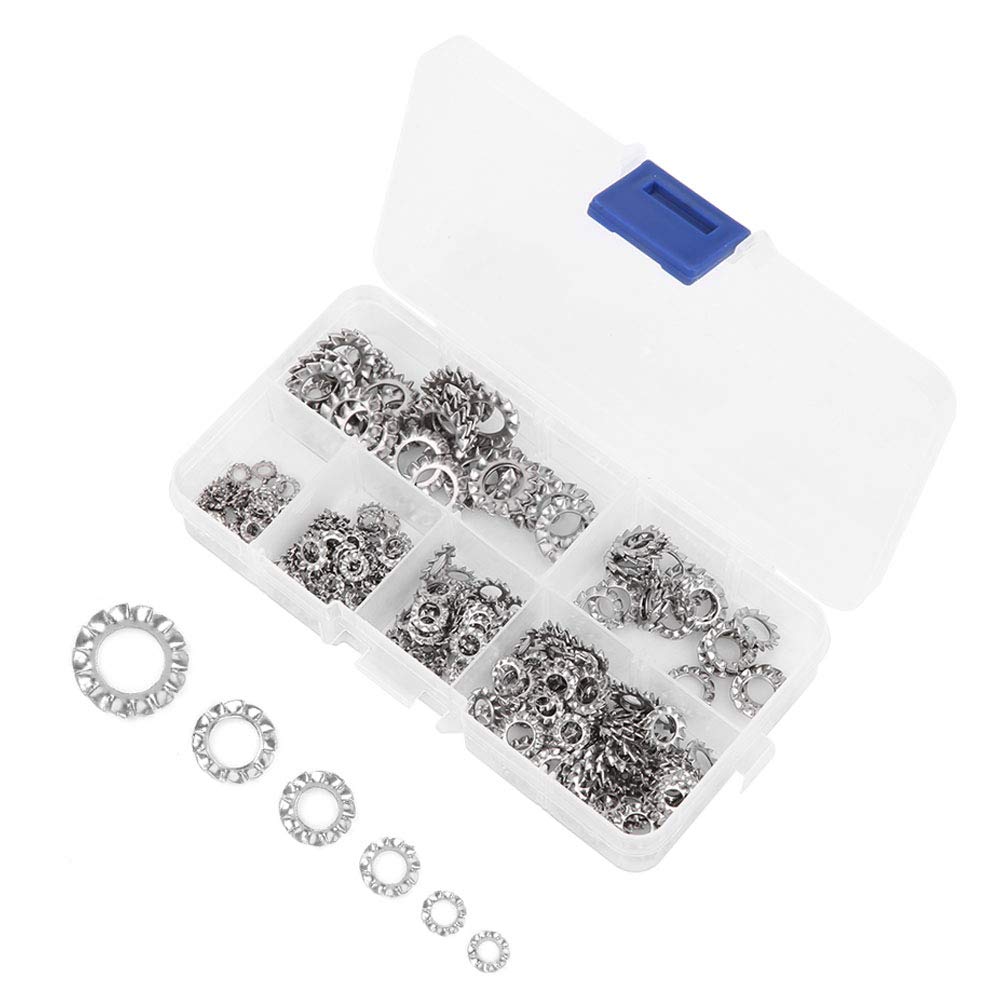 300pcs M2.5 M3 M4 M5 M6 M8 Internal Teeth Washers, 6 Sizes Stainless Steel Lock Washer Assortment Kit