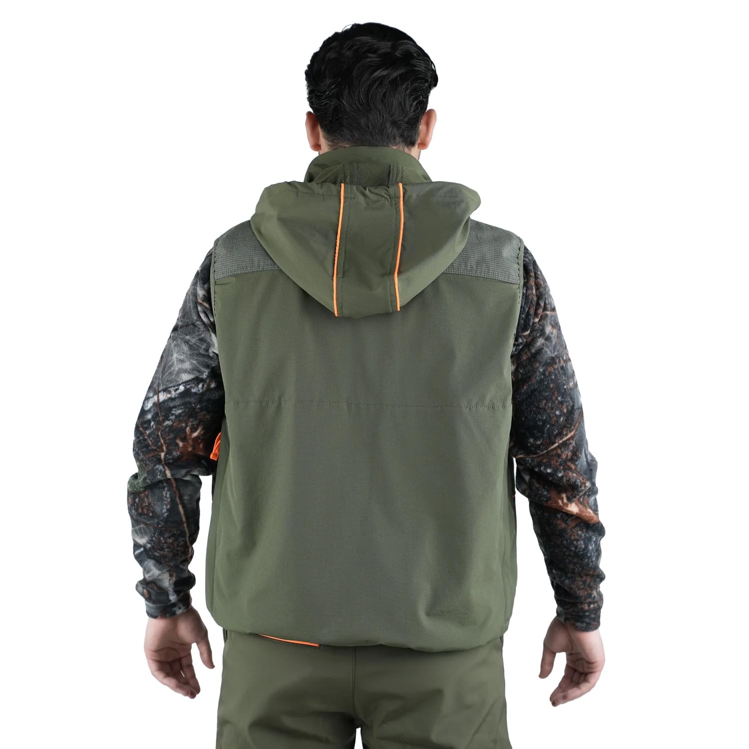 fratelliditalia.org Gilet smanicato arancio verde elasticizzato antispino e antistrappo con la presenza di carniere caccia