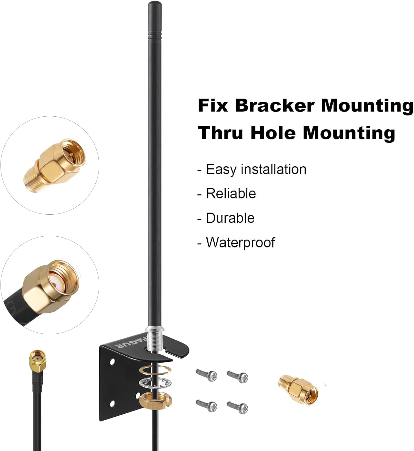 Antenne WiFi extérieure double bande 9 dBi 2,4 GHz 5 GHz/5,8 GHz pour points d'accès routeur WiFi, caméra IP de sécurité sans fil, caméra de camping-car, Eifagur