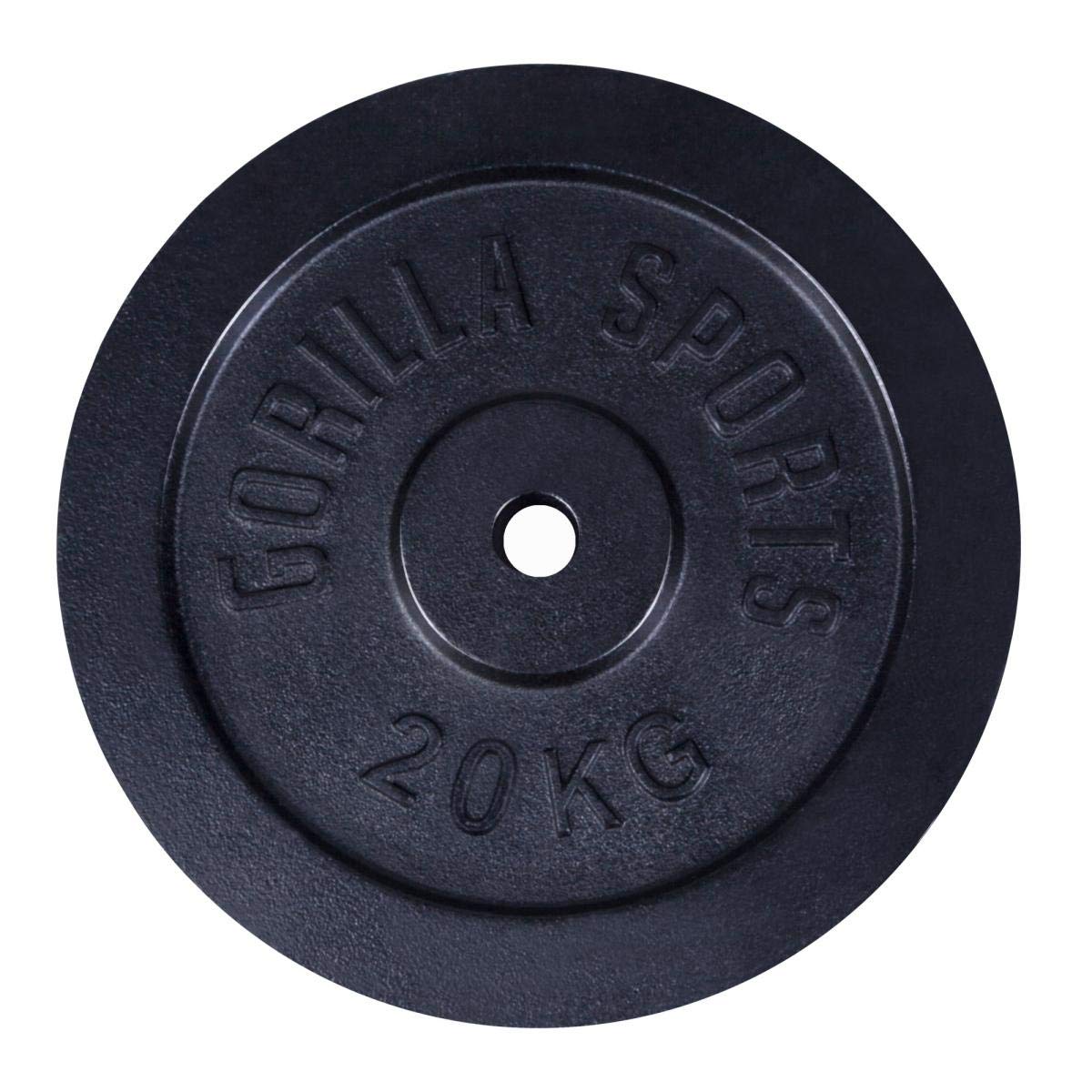 GORILLA SPORTS Gewichtsschijven – individueel/set 0,5 kg, 1,25 kg, 2,5 kg, 5 kg, 10 kg, 15 kg, 20 kg, 25 kg, 30 kg, gietijzer, 30 mm, zilver/zwart – halterschijven, krachttraining, fitness