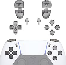 eXtremeRate Replacement D-pad R1 L1 R2 L2 Triggers Share Options Face Buttons, Clear Black Full Set Buttons Compatible with ps5 Controller BDM-030 - Controller NOT Included