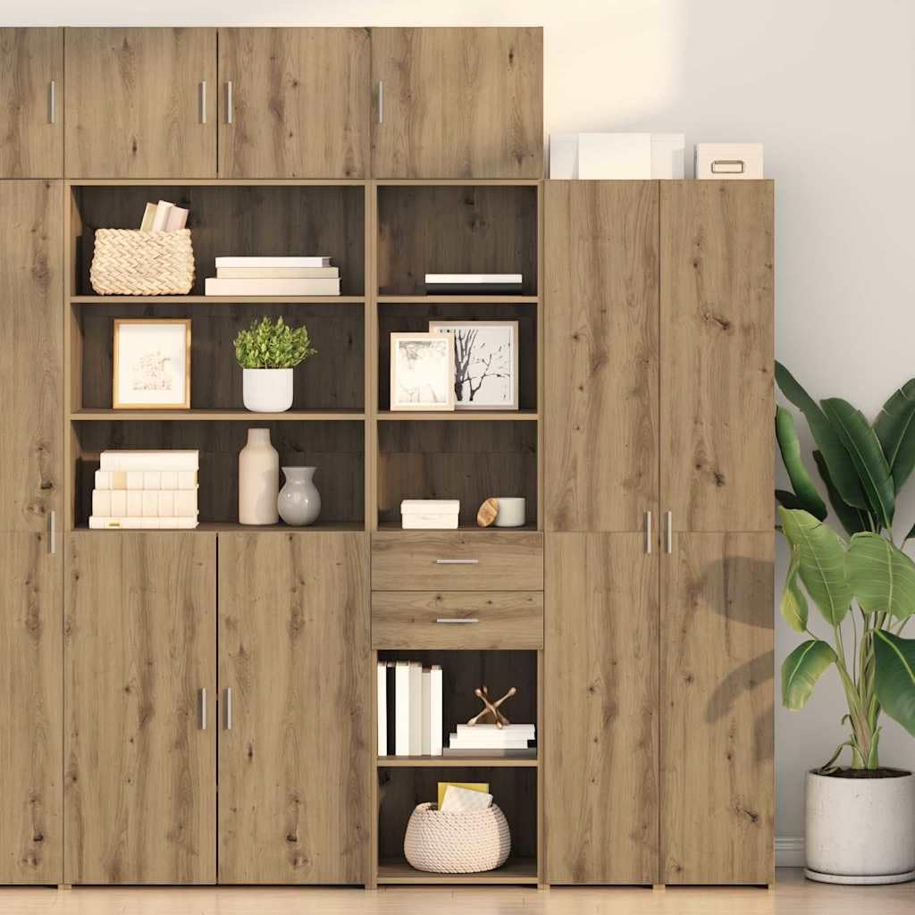 Aparador de madera moderno 45 cm de ancho con estantes abiertos y cajones para pasillo