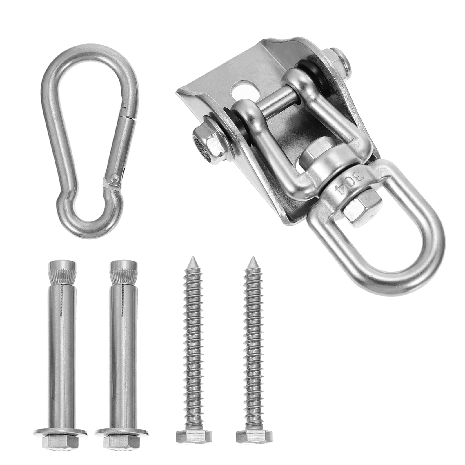 Kisangel 1 Set Metal Swing Spring Hook Swing Buckle Base Hammock Hanging Hook Hammock Spring Hook Swing Rotation Hook Hammock Swinging Ring Swing Hammock Hook Silver Stainless Steel