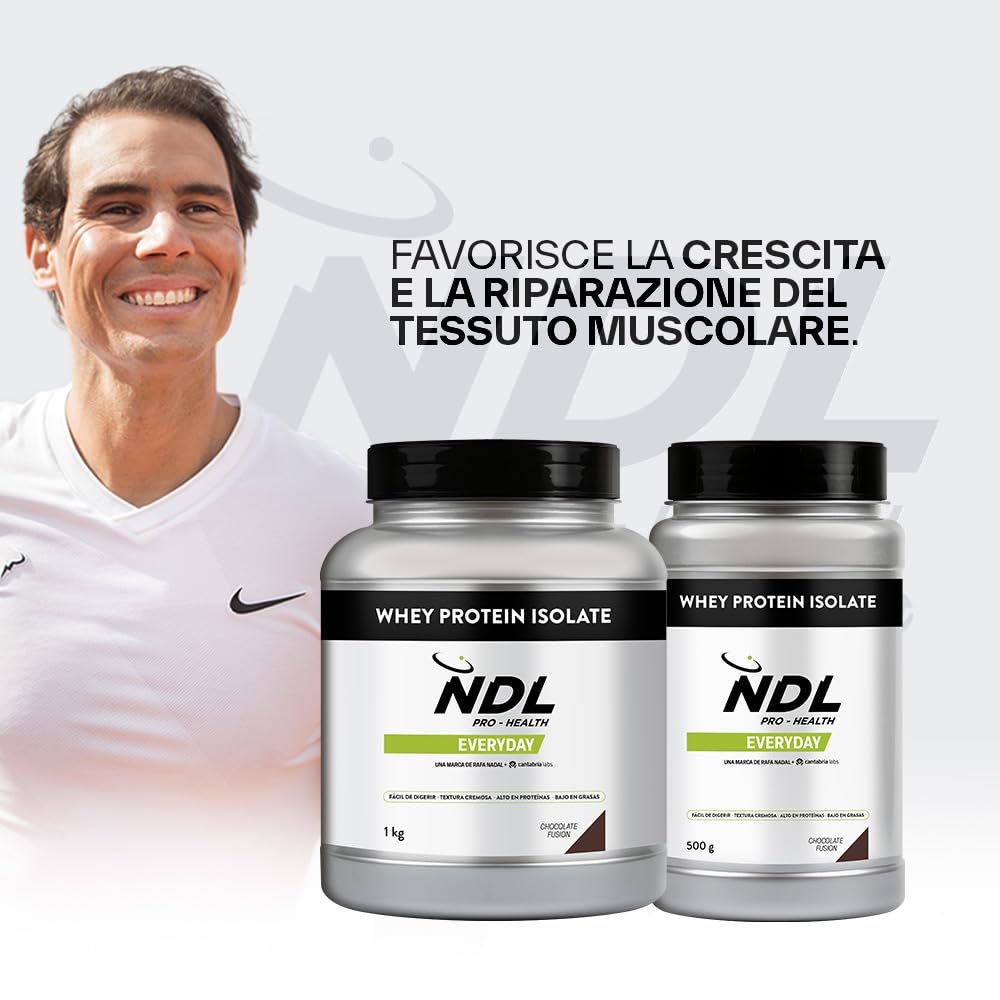 NDL Pro-Health Proteine Isolate | 90% Proteine del siero del latte| 1 kg | Probiotico Pepzyme Pro® I Basso contenuto di zucchero e grassi I Elevata purezza e digeribilità I Cioccolato