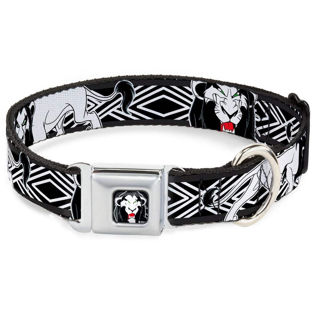 Collier de chien Buckle Down Simba noir blanc rouge réglable en nylon