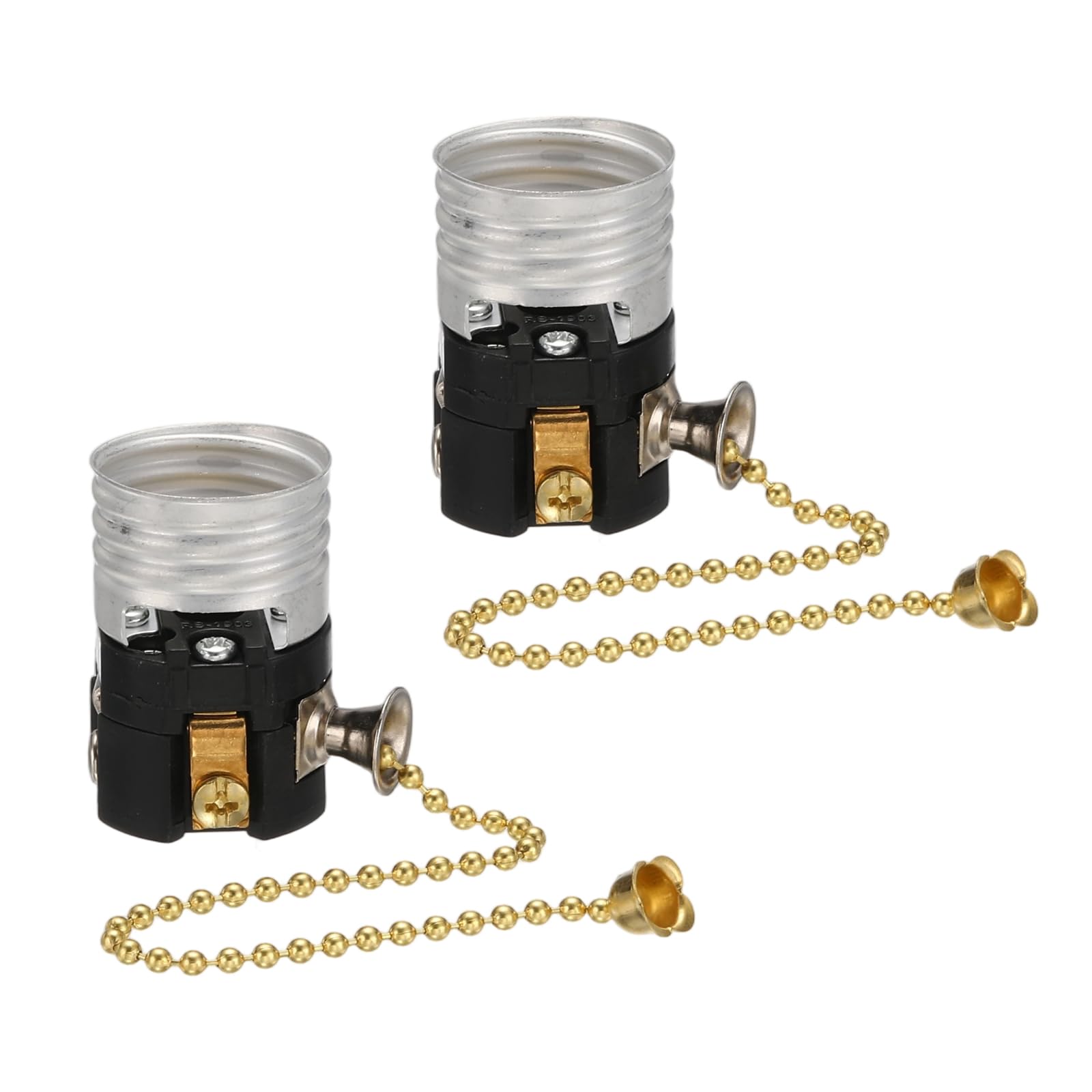 VIAPUICE Pull Chain Light Socket Interior 2 Pack Silver Black