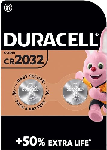 Duracell CR2032 Lithium Coin Batteries 3V (2 Pack), Up to 70% Extra Life, Baby Secure Technology, for Use in Key Fobs, Home Devices, Baby Secure Packaging, packaging may vary