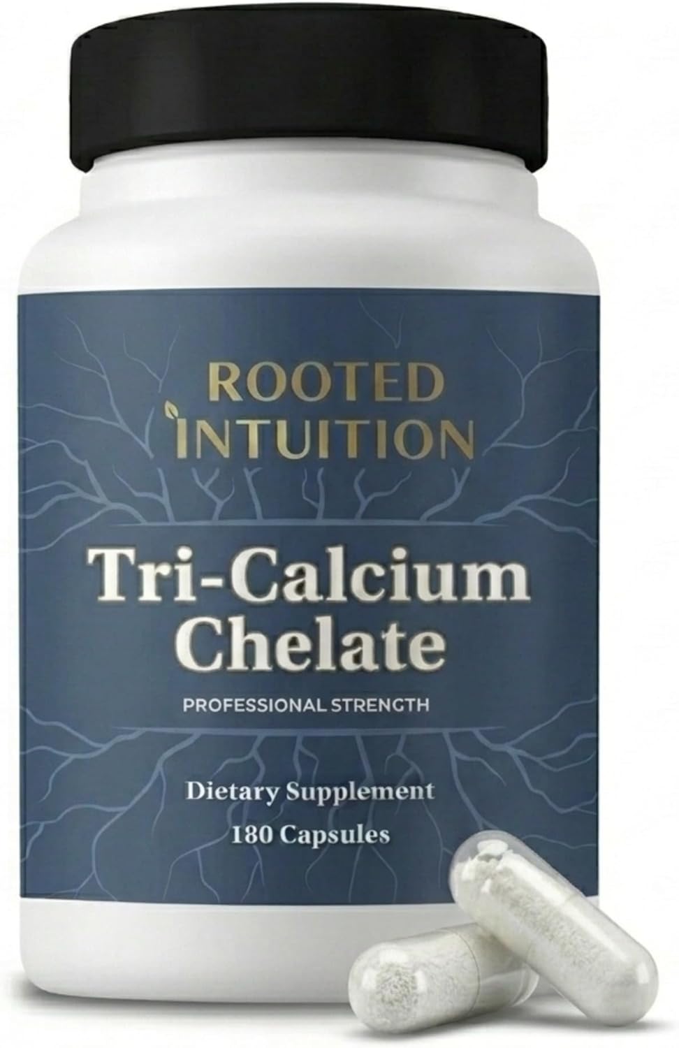 Rooted Calcium Supplement 500 mg with Vitamin D3 - Bone Density Support - High Absorption Multi-Source Complex - Skeletal Strength - Muscle Heart Nerve Function - Tri-Calcium Chelate 180 Capsules