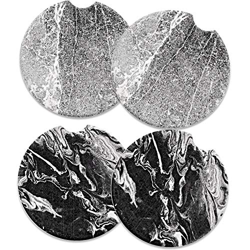 4 Pieces Absorbent Stone Car Cupholder Coaster Stone Coaster Marble Car Drink Holder