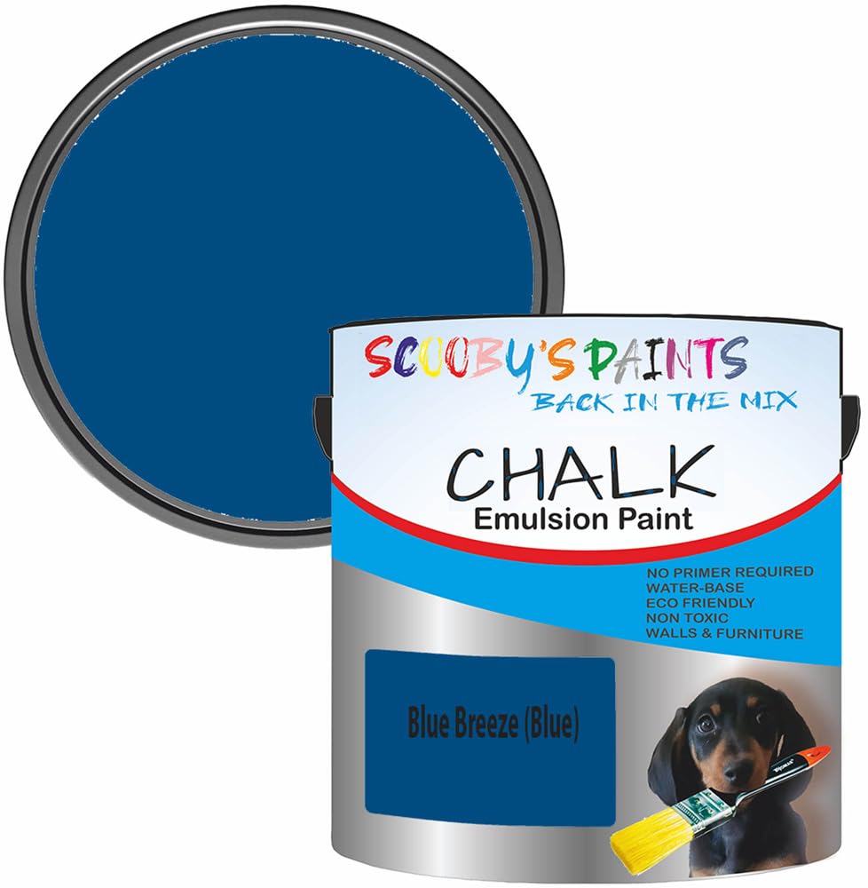Scooby's Paints Chalk Emulsion Paint, Water-Based, No Primer Required, 250ml, For Walls and Furniture (Blue Breeze (Blue))