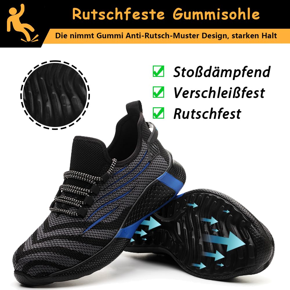Zapatos de Seguridad para Hombre Ligeros Zapatos de Trabajo con Punta de Acero Zapatillas de Seguridad Mujer Transpirables Antideslizante