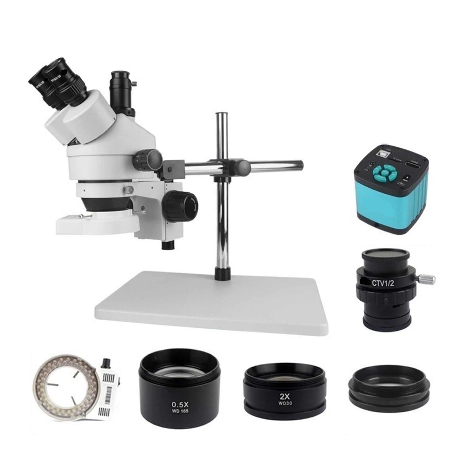 Cyfrowa Kamera Mikroskopowa USB Simul-Focal Trinocular Mikroskop Stereoskopowy Do Lutowania Naprawa Przemysłowa Mikroskopia(3.5X-90X 4K 48MP-01)
