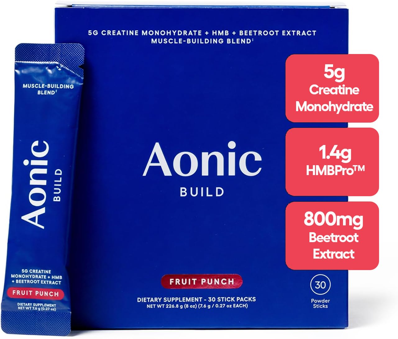 AONIC Build Creatine Monohydrate, HMB & Beetroot, Fruit Punch, 30 Sticks — Amazon image 9