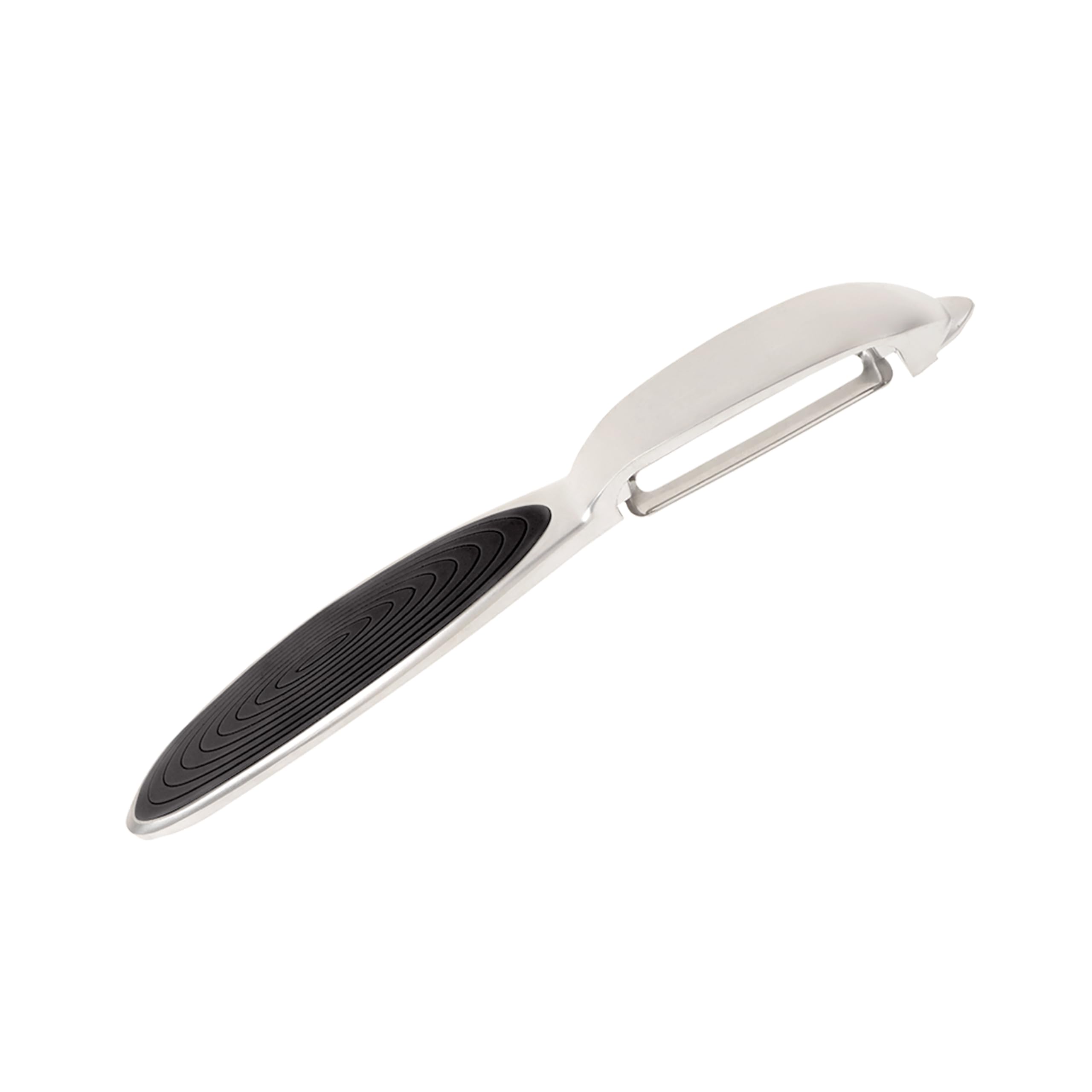 Wiltshire Colour Rush Swivel Peeler, Chrome Plated, Anti-Slip Comfortable Soft Grip Handle, Sharp Stainless Steel Blade, Potato Peeler, Fruit, Carrot, Apple, Heavy Duty & Durable, Black, 16.5x2.2cm