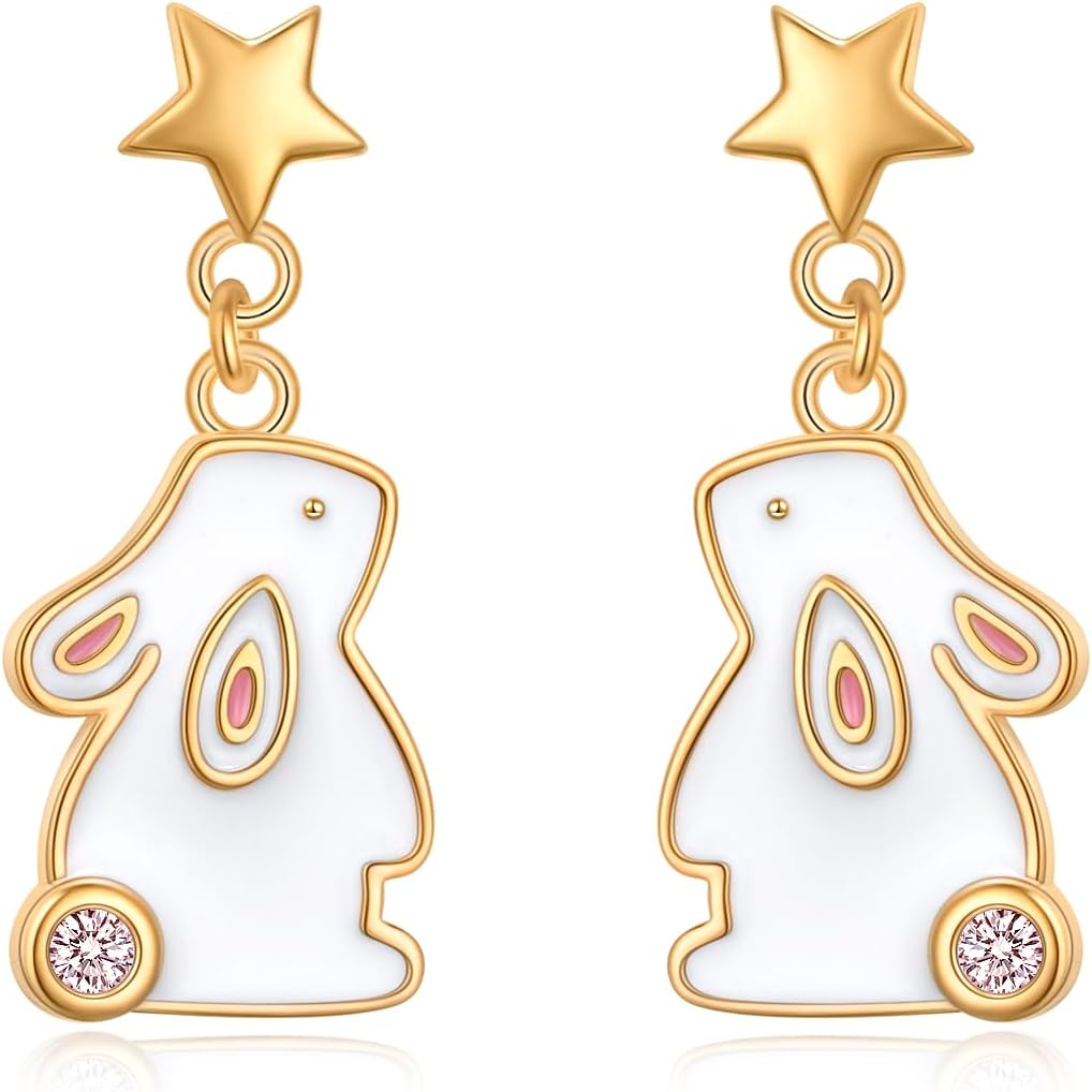 925 Sterling Silver Dangle Earrings Sunflower/Cowgirl Boot/Bat/Bunny/Shamrock Earrings Jewelry for Women Birthday Christmas Helloween Gifts