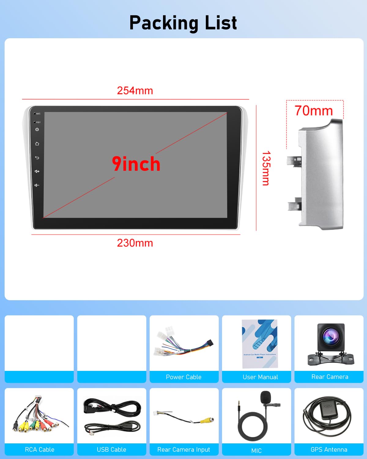NHOPEEW 2G+64G Android Car Radio para Toyota Avensis 2002-2008 - Wireless Carplay & Android Auto - 9 Pulgadas Stereo con WiFi EQ GPS Mirror Link FM RDS + AHD Cámara de visión Trasera&Mic