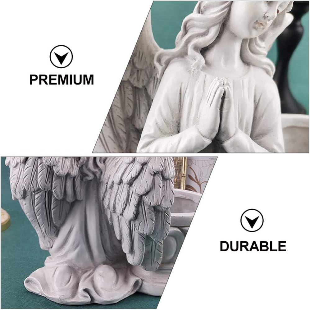 BESPORTBLE Angel Statue Planter Pot Praying Angel Wing Stone Basin Resin Craft Succulent Planter Decorative Indoor Plant Container Flower Vase Garden Decor for Home Office Desk Decor