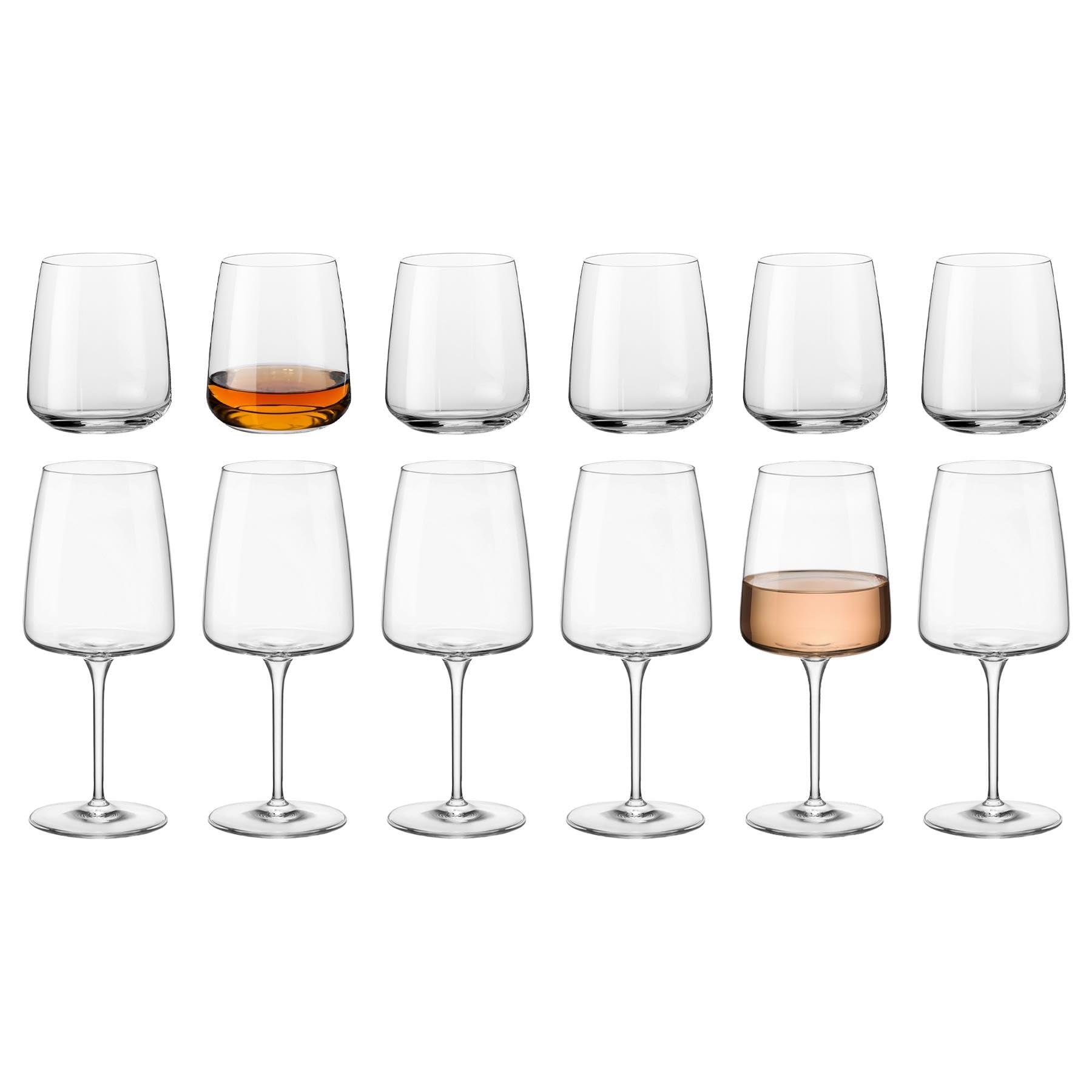 Bormioli Rocco Nexo Glaswaren-Set - 12pc Spülmaschinenfest Küche Wasser Cocktail Saft Gin Wein Whisky Trinken Glaswaren Gläser Set