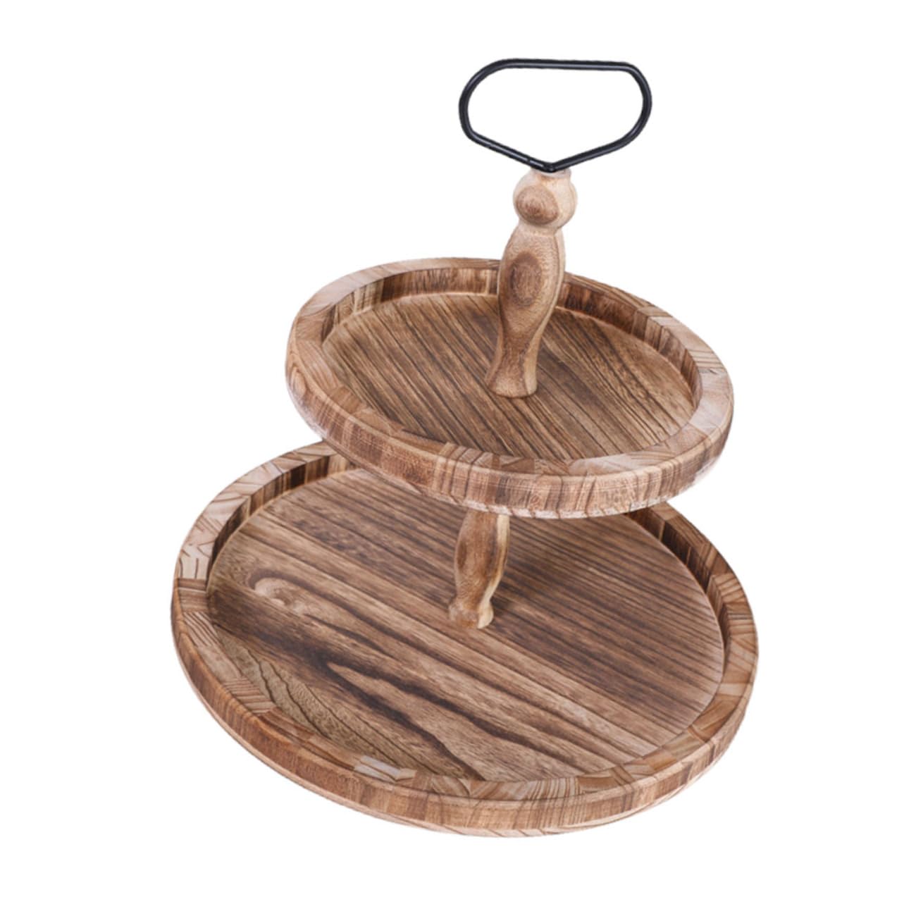 DECHOUS Estante de Exhibición de Dulces de Madera Marrón, 2 Niveles, para Snack y Fruta Seca, Adecuado para Hogar y Restaurante