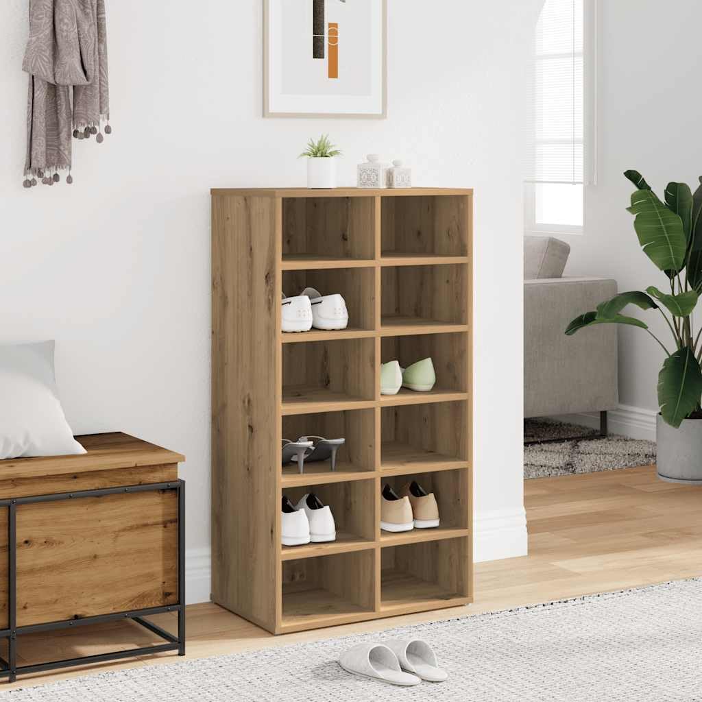 Scarpiera a 12 Mensole Rovere Artigianale 54x34x100,5 cm