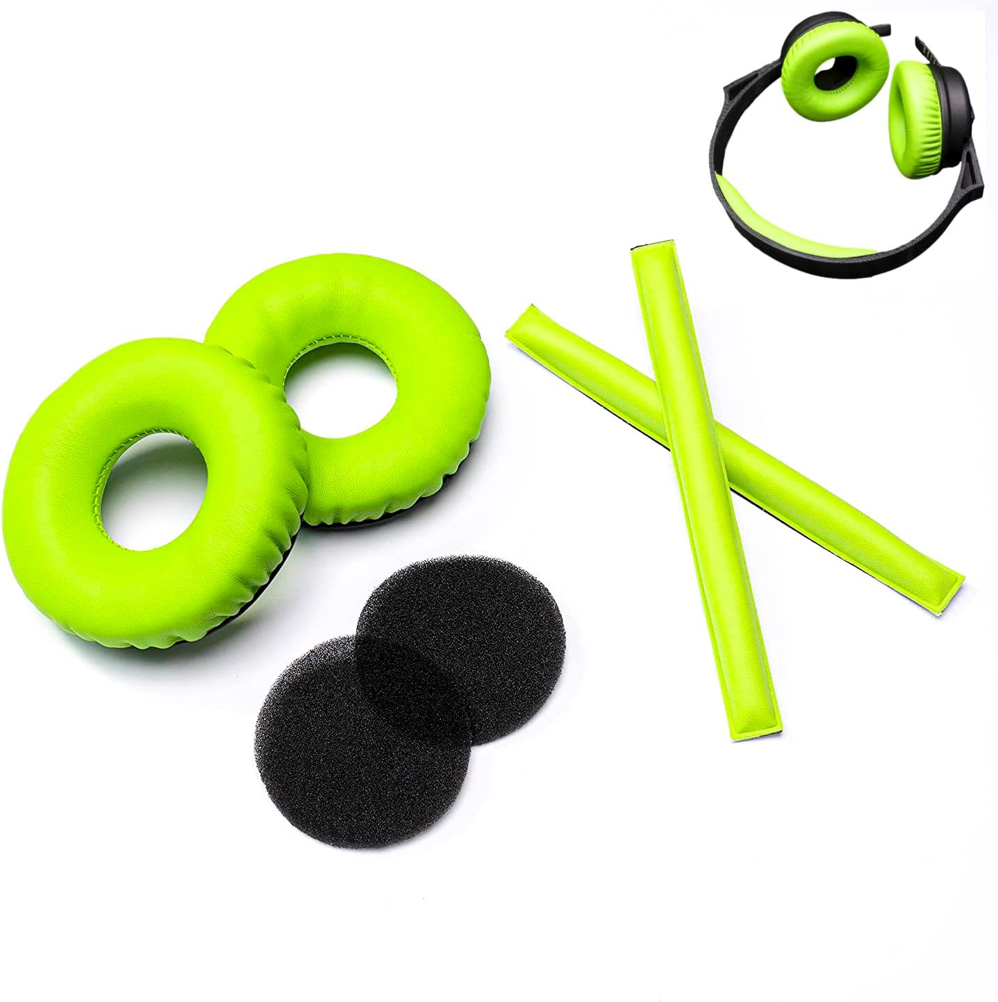 Voarmaks Green Replacement Ear Pads Foam Cushion Headband Compatible