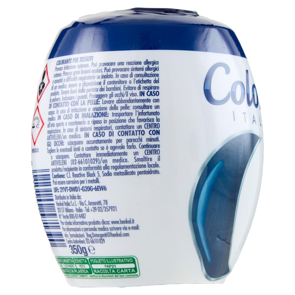 Coloreria Italiana Colorante Tessuti e Vestiti en Lavatrice, Blu Notte, colorante textil y de ropa para la lavadora, azul medianoche, 350 g + llavero Beni Culinari gratuito