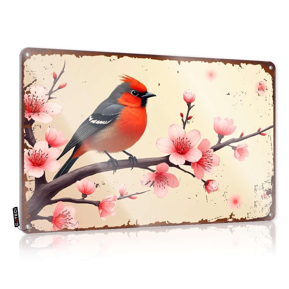 Fzfn Colour A Vibrant Bird Perches On A Blossoming Branch. Haves Colorful - Room Decoration Posters Wall Art Decoration(20X30cm)