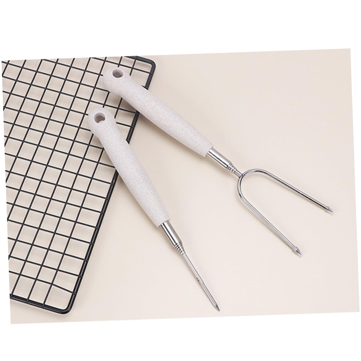 ifundom 3 Set Forchette Da Barbecue Inossidabile Forchette Per Grigliate Portatili 2 Pezzi*3