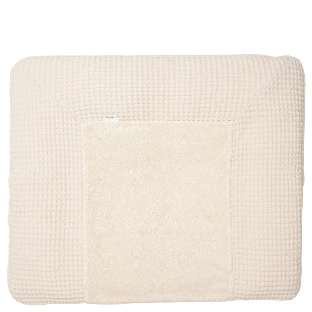Koeka Wickelauflagenbezug - Spannbezug Für Wickelunterlage - Amsterdam - Waffelstoff Aus Baumwolle - Abwaschbar - Naturel - 75x85 Cm