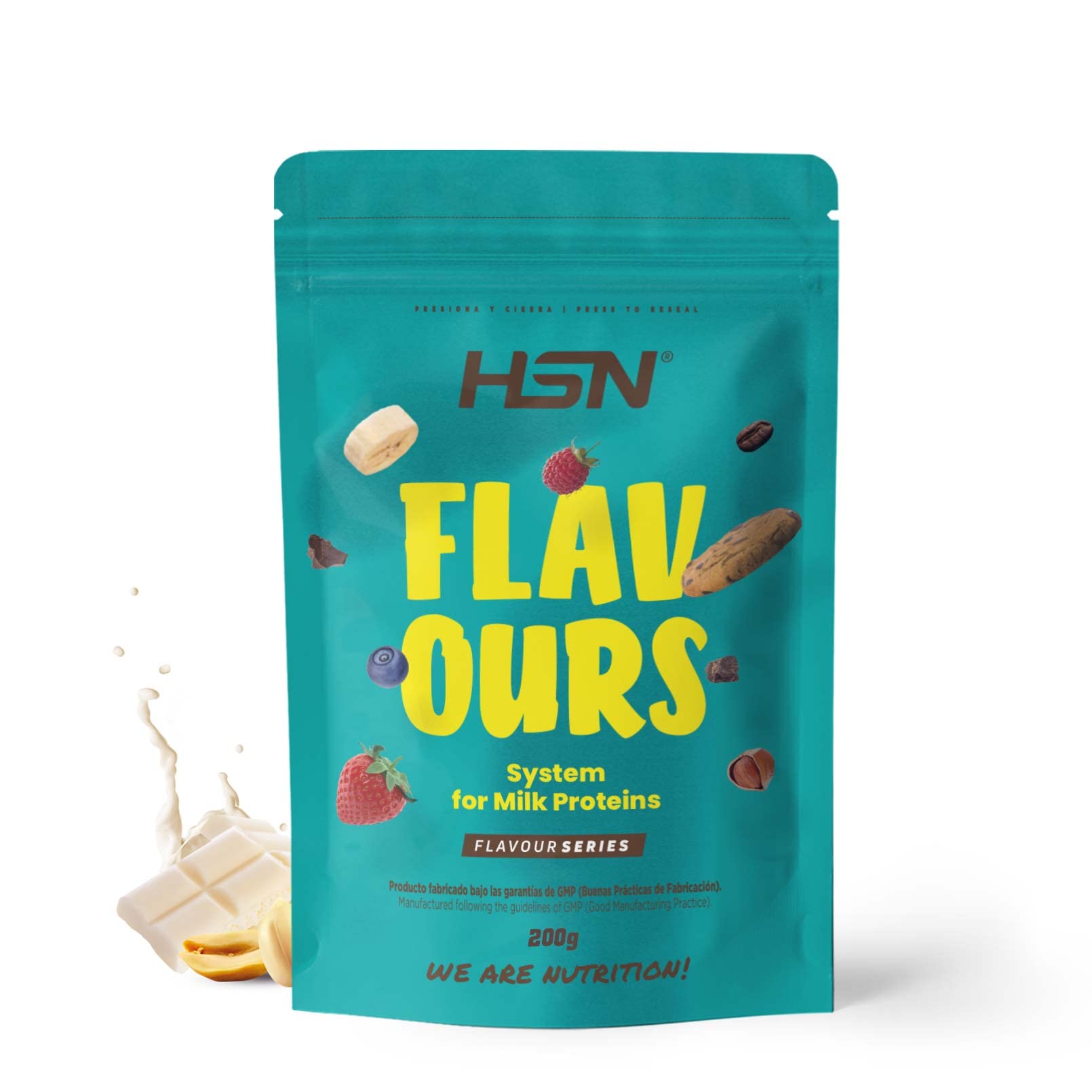 Saborizante para Proteínas Lácteas de HSN | Sabor Chocolate Blanco y Cacahuete 200 g = 66 Tomas Por Envase | Para la Dieta Keto y Vegana | Extremadamente Bajo en calorías y azúcar | No-​GMO, Sin Gluten
