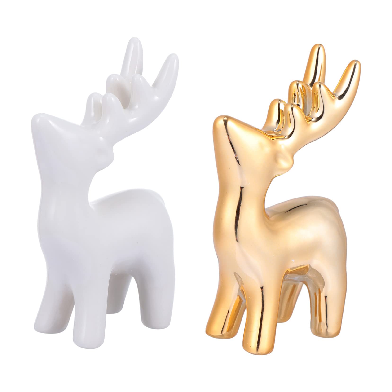 Cabilock 2pcs elk ring storage jewelry display stand deer earring holder antler jewelry holder mini deer figurines deer cake toppers trinket holder miniature top hat white ceramics