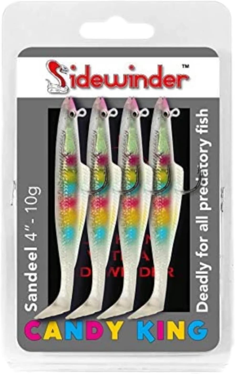 SidewinderCandy King Sandeel Fishing Lures 4" 4 Per Pack