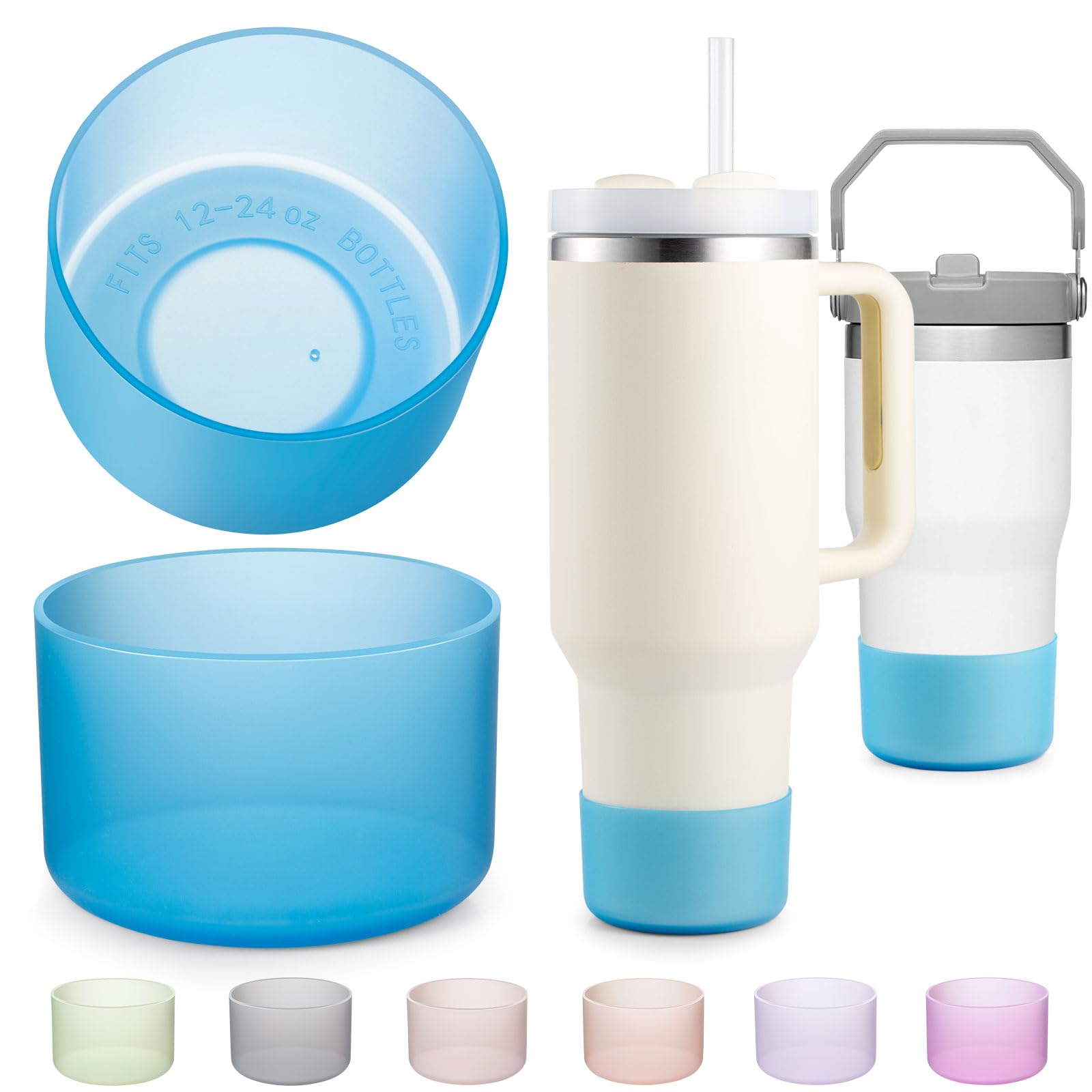 2-Pack Silicone Boot for Stanley 40 30 20 OZ Cup Accessories, Thick Bottom Boots for Stanley 20OZ 30OZ Tumbler Ice-Flow 16OZ Bottle, Protector Sleeve
