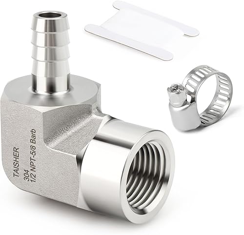 Miniatura 82 de TAISHER 1 PIEZA Accesorio de Manguera Codo de Acero Inoxidable 304 de 90 Grados - Púa de 1" x Púa de 1" para Combustible/Aire/Líquido/Gas con 2