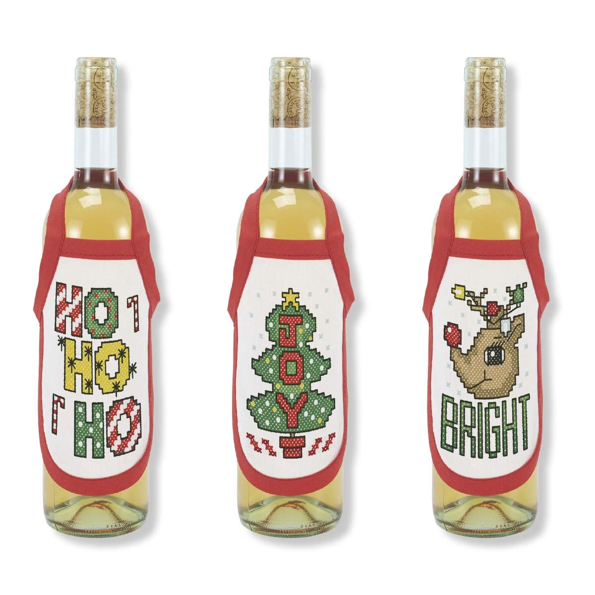 Herrschners Christmas Bottle Aprons Stamped Cross-Stitch Kit
