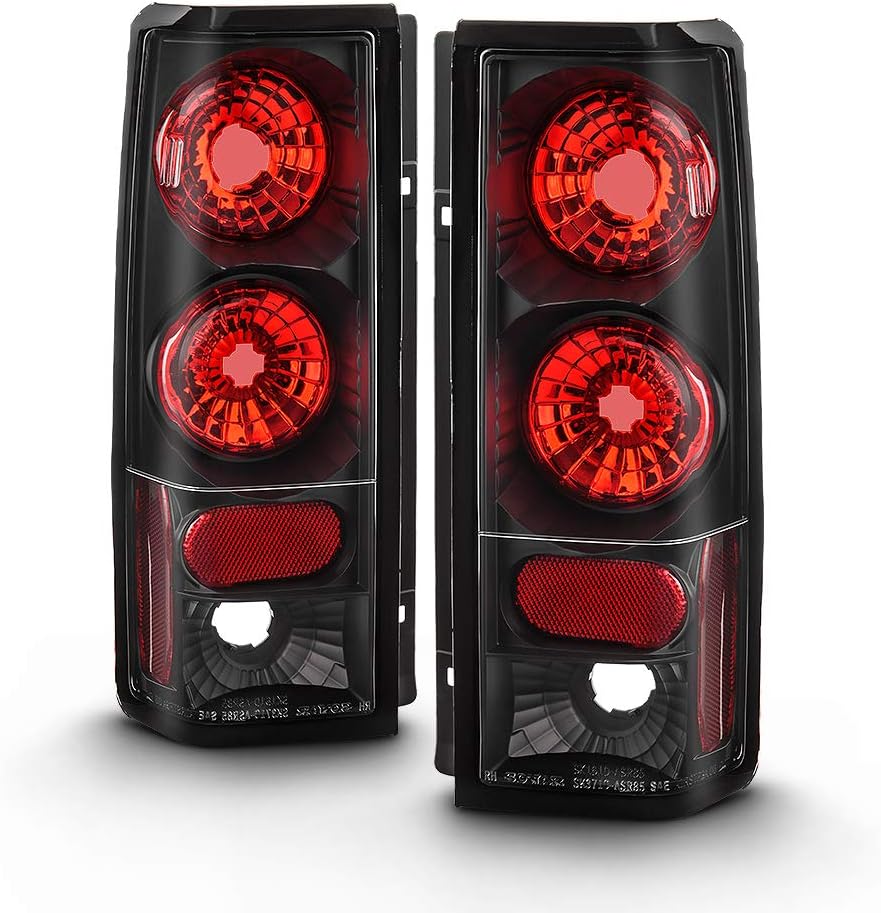 ACANII - For 1985-2005 Chevy Astro Van GMC Safari Black Rear Tail Lights Brake Lamps Driver & Passenger Side
