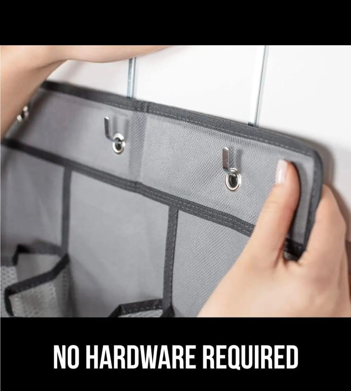 VERSATILE 2 WAYS OF HANGING. 24 Mesh Pockets - Magnetic Hooks and Over the Door hooks shoe Organizer - Perfect Shoe Rack for Dorms, Closet Storage and Cruises. (Gray)
