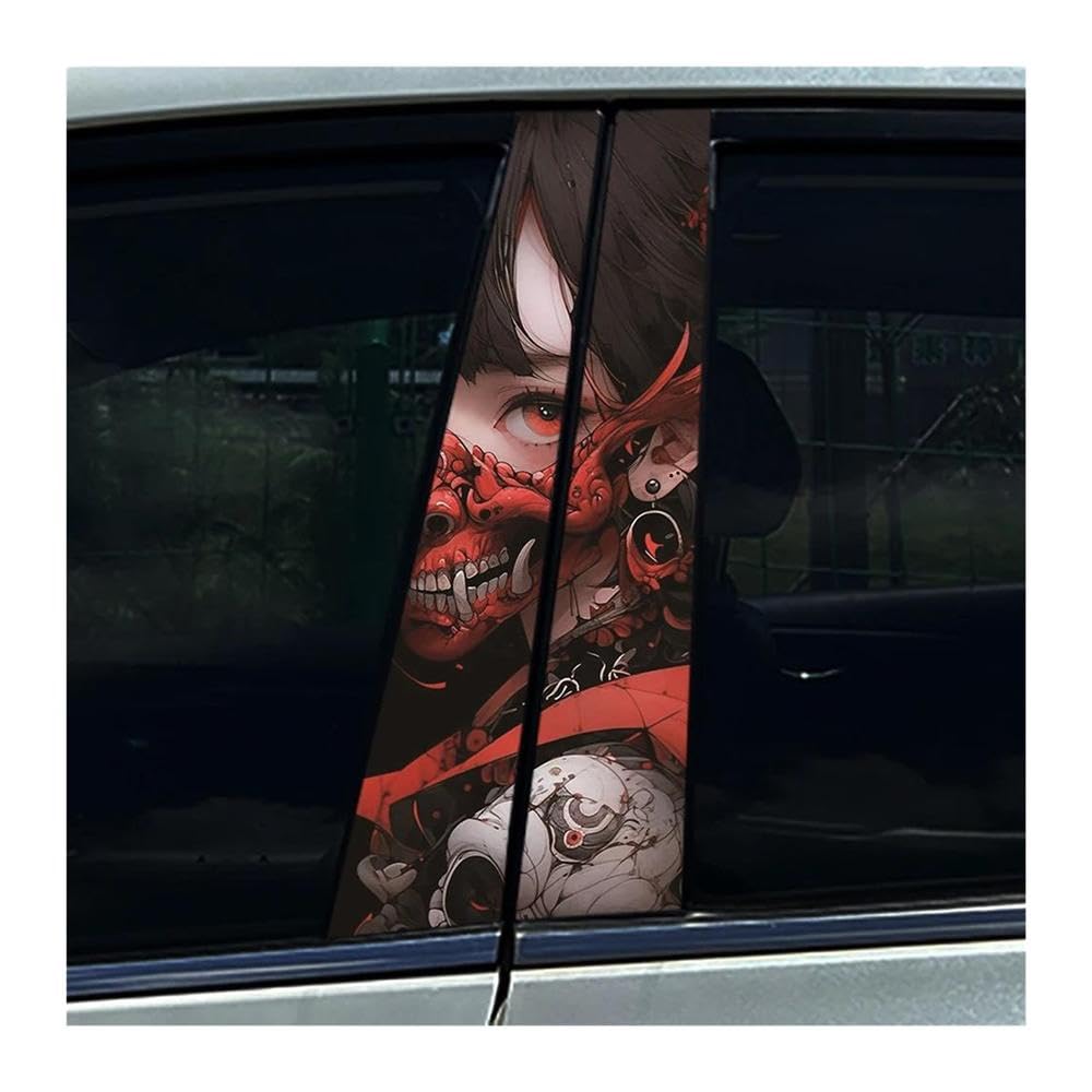 Body Parts 2pcs Horror Skeleton Auto B-Pillar Stickers Car Center Column Waterproof Decals(F)
