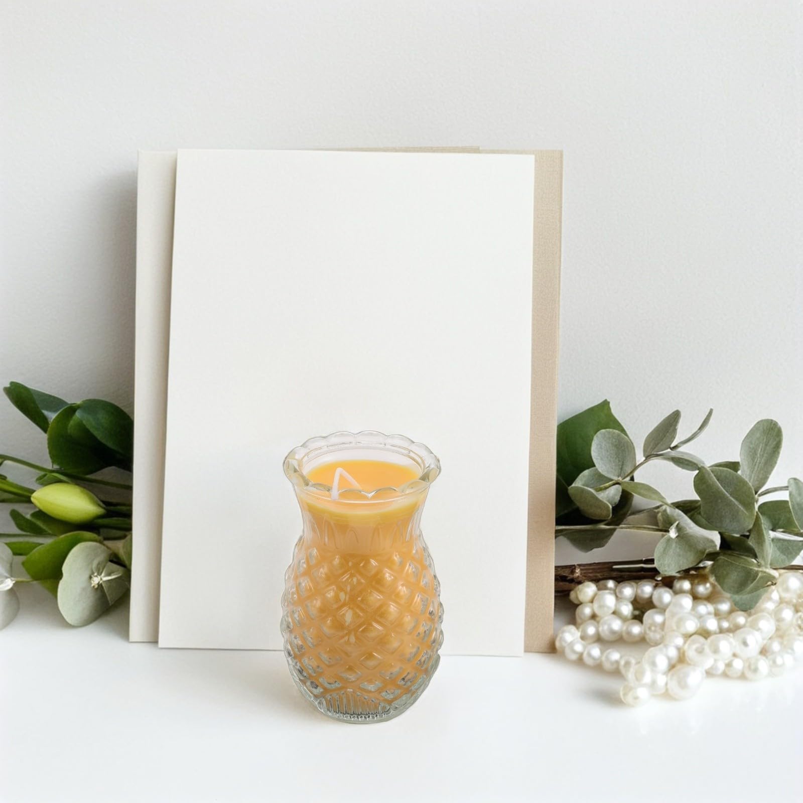 Operitacx 2 Pezzi Lampada a Olio a Forma di Ananas Gialla per Preghiera Religiosa Illuminazione Costante e Fino a 3 Giorni in Vetro per Rituali Casalinghi e Occasioni Religiose