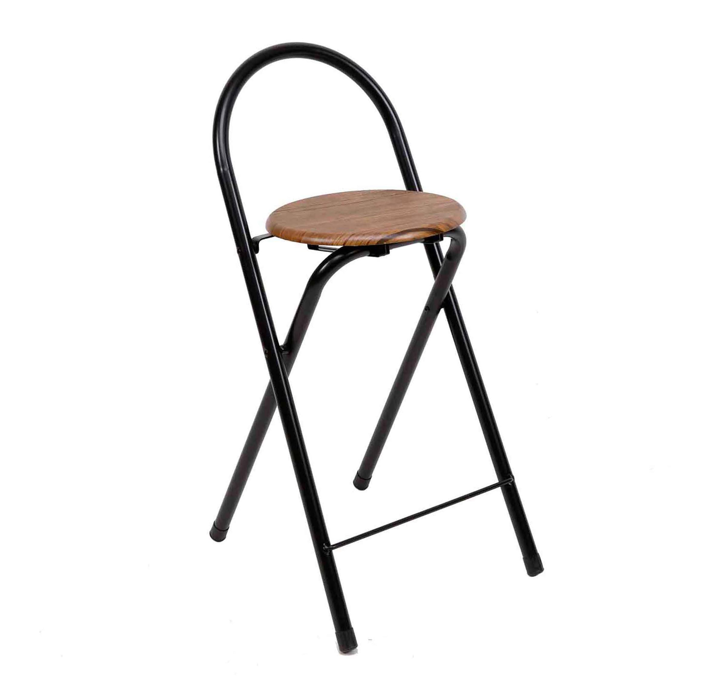 THE SECRET HOME - Pack de 1,2,4 y 6 Taburetes Plegables con Respaldo - Sillas Plegable de Metal y Madera - Alto. 80 cm x Ancho. 40 cm (1, Madera Oscura/Negro, Alto. 80 cm x Ancho. 40 cm)