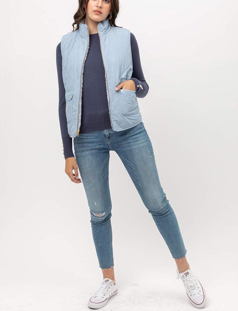 NE PEOPLE Women's Quilted Vest – Reversible Lightweight Sleeveless