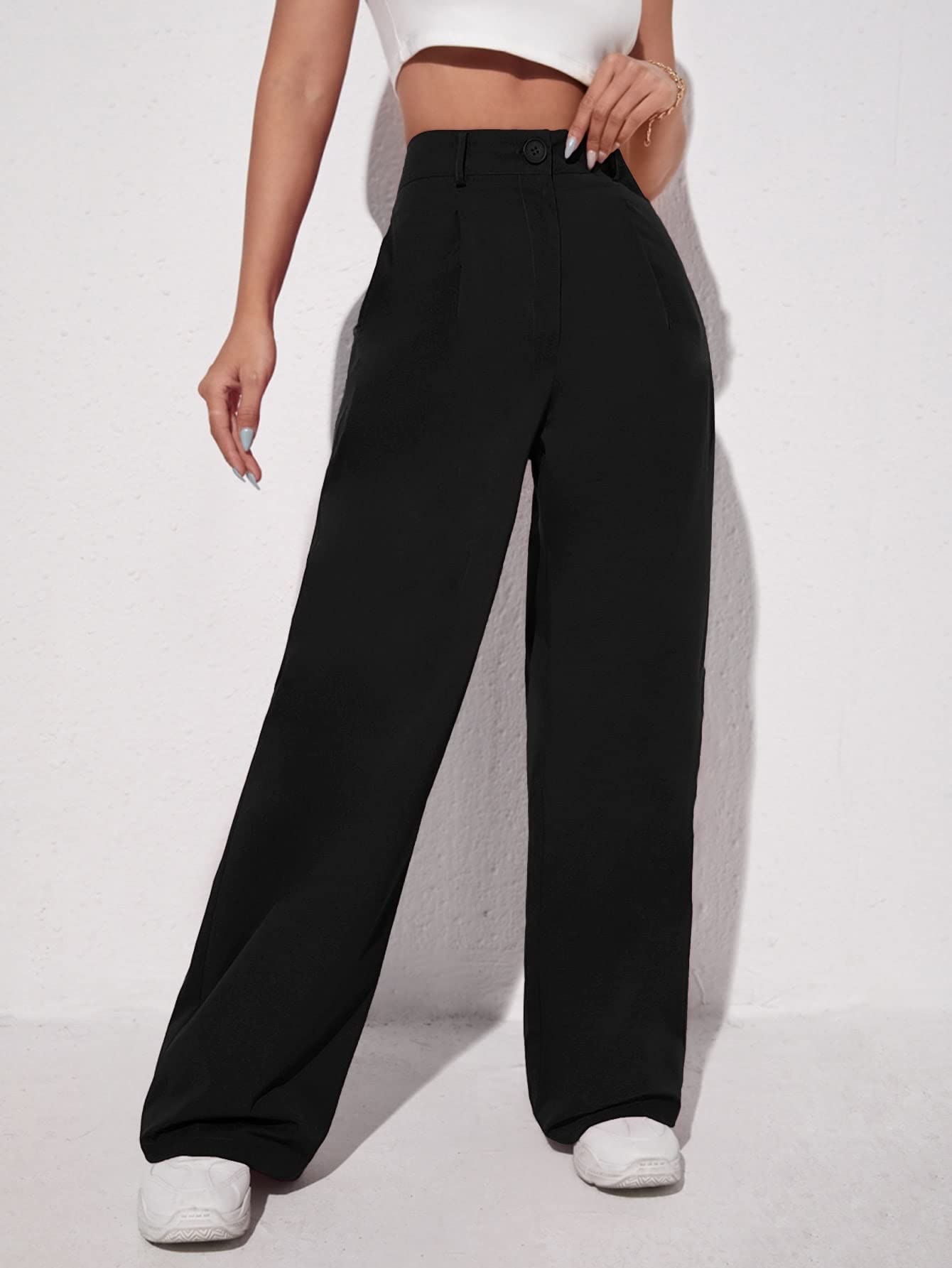 Womens Pants Solid Wide Leg Pants Work Casual Pants
