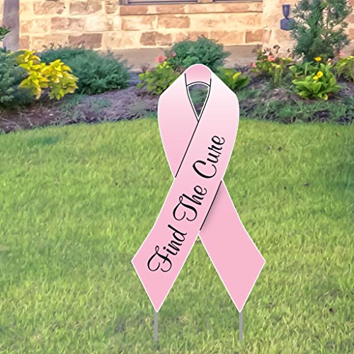 Victorystore Yard Sign Outdoor Lawn Decorations - Breast Cancer Awareness Pink Ribbon Yard Sign With Stakes - 12.8 Inches X 23.5 Inches (1) #TOP13