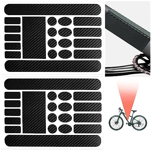 Bike Stickers for Frame, 2 Pcs Bike Stickers, Bicycle Frame Protection Film for Mountain Road Bike Folding Frame Front Fork Bikes Decal Sticker(Carbon Fiber Color)