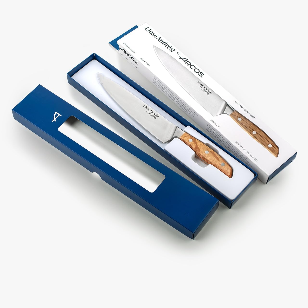 Arcos by Chef José Andrés - Coltello da pane da 20 cm per pane artigianali e prodotti da panetteria, lama forgiata in acciaio inox Nitrum con bordo in seta, manico ergonomico in legno di incina
