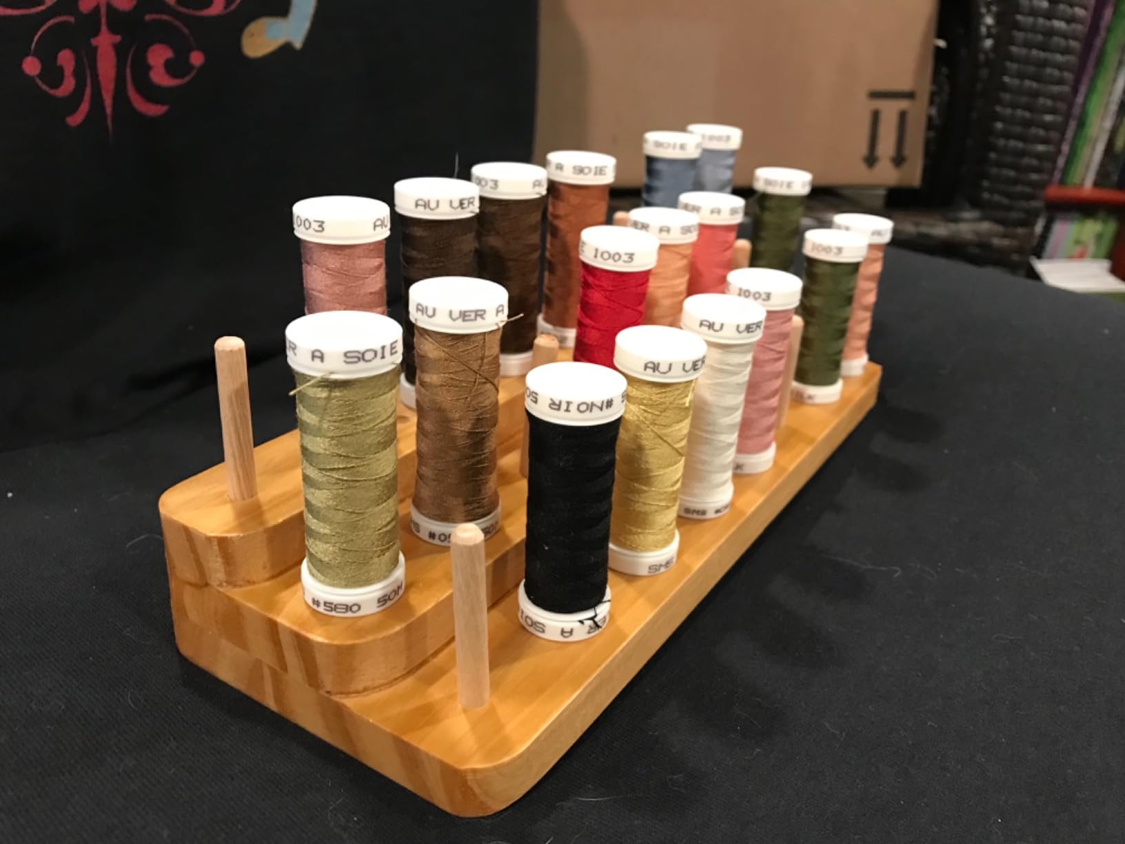 Riverruns 24-spool thread stand with beech wood dowels
