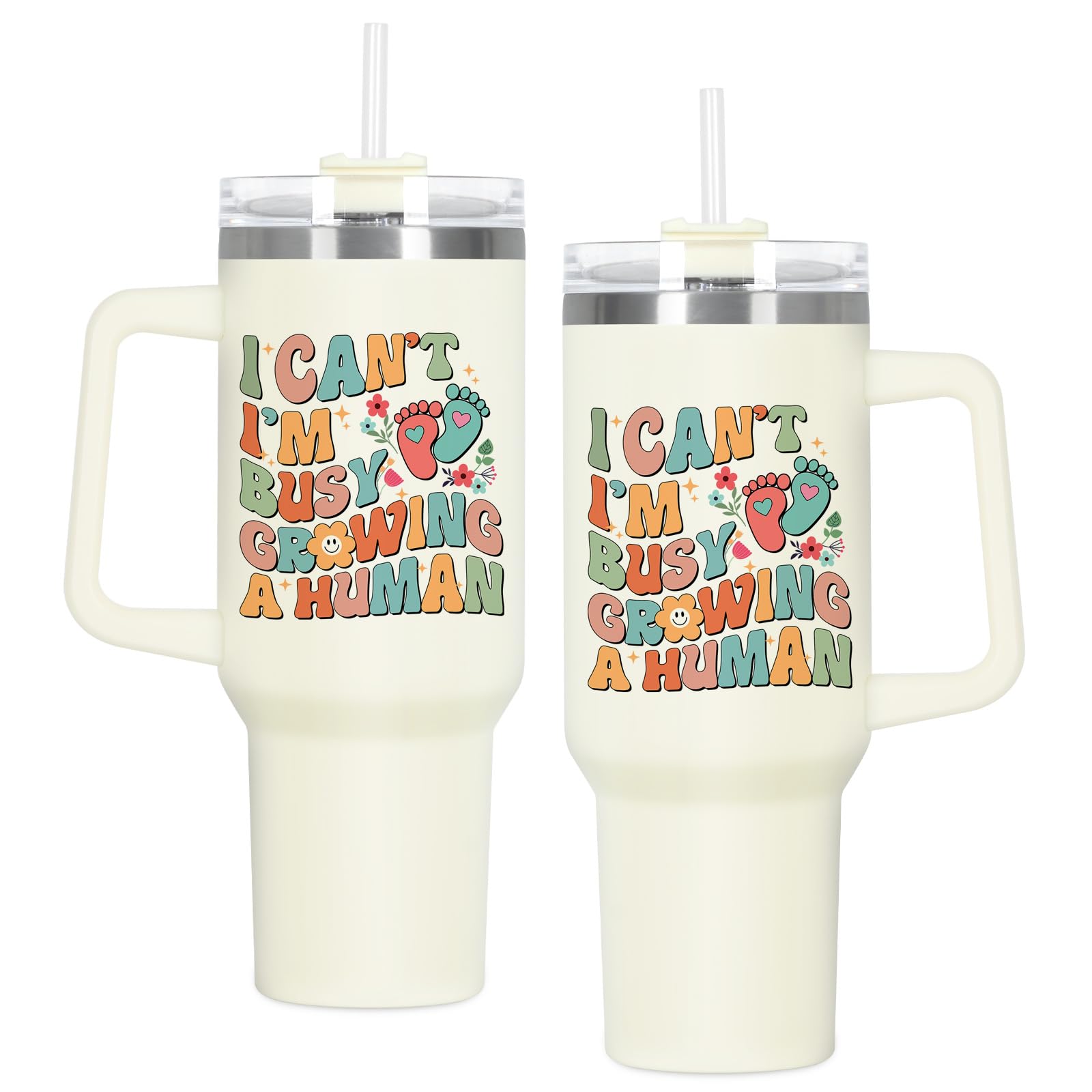 I'm Busy Growing A Human Mom Tumbler, Mother's Day Gift for Pregnant Mom New Mom, Baby Shower, New Mom 40 Oz Tumbler with Handle